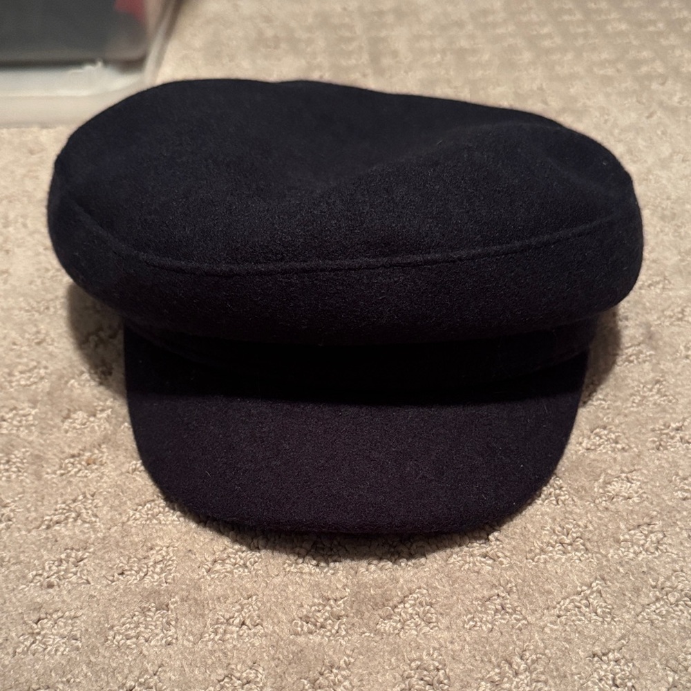 Navy Wool Newsboy Cap